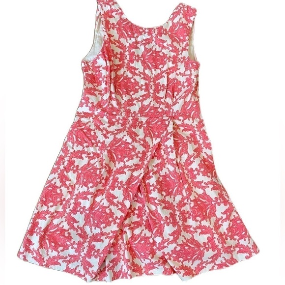 Love21 by Forever 21 Dress Sleeveless V Neck Back Tea Length Floral Large Coral - Picture 1 of 7